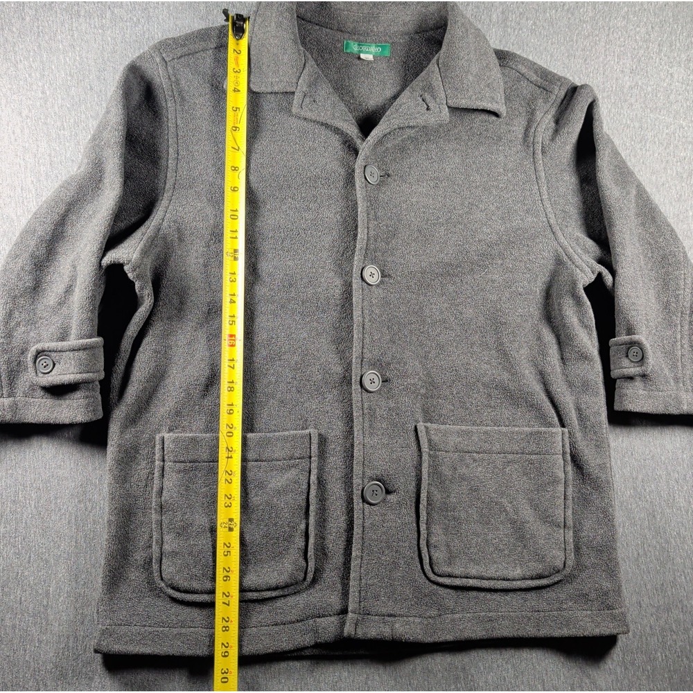 Boxy 90s Fleece Shacket w/ Pockets Gray Sz Medium Grunge Gorpcore Giordano Vtg - Picture 4 of 9